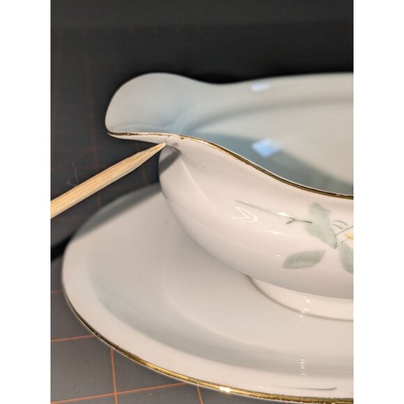 Noritake Azalea Gravy Boat Attached Underplate green M mark sauce - Picture 6 of 15